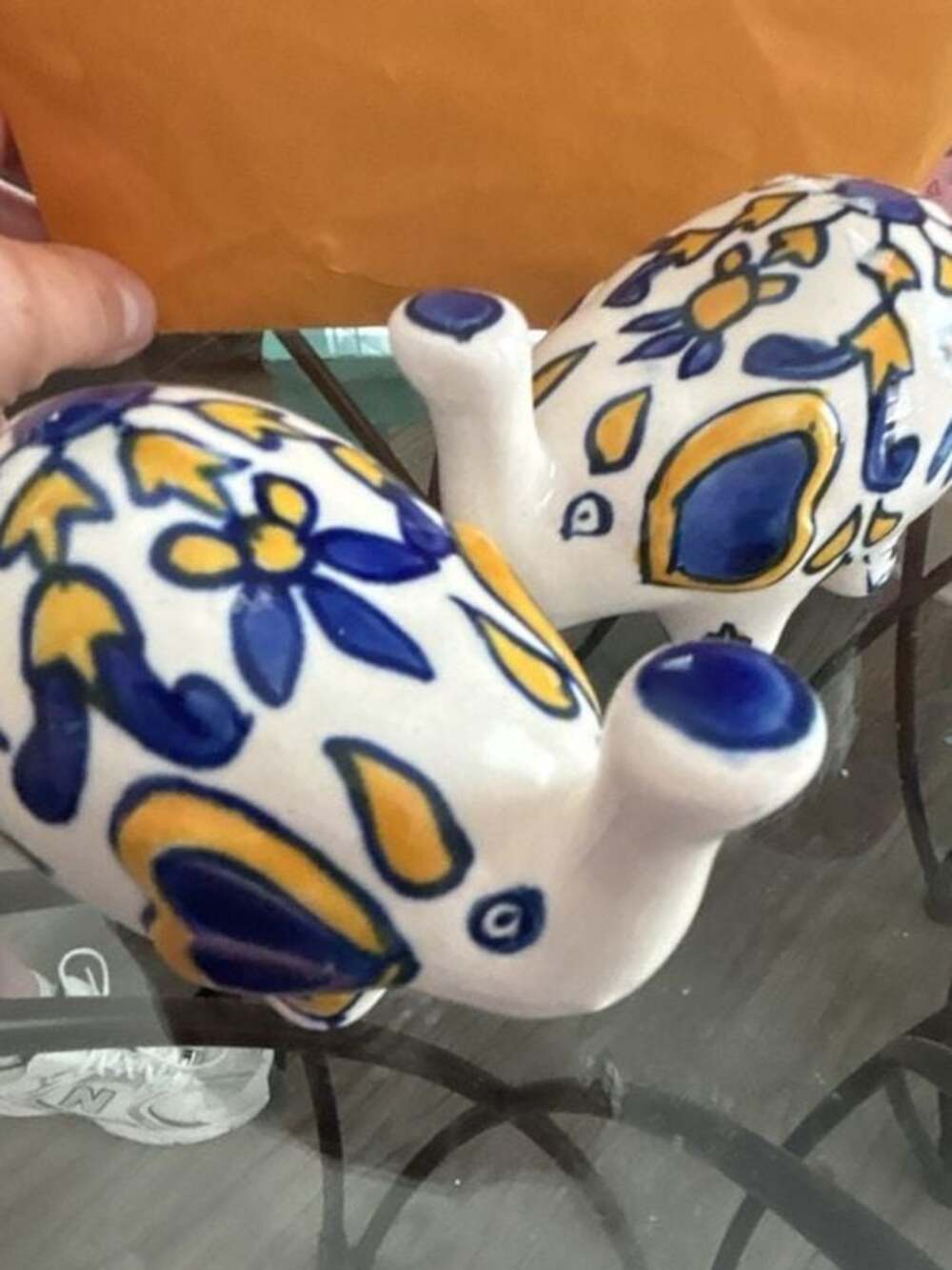 Elephant Ceramic Salt and Pepper Shakers Set Blue Yellow